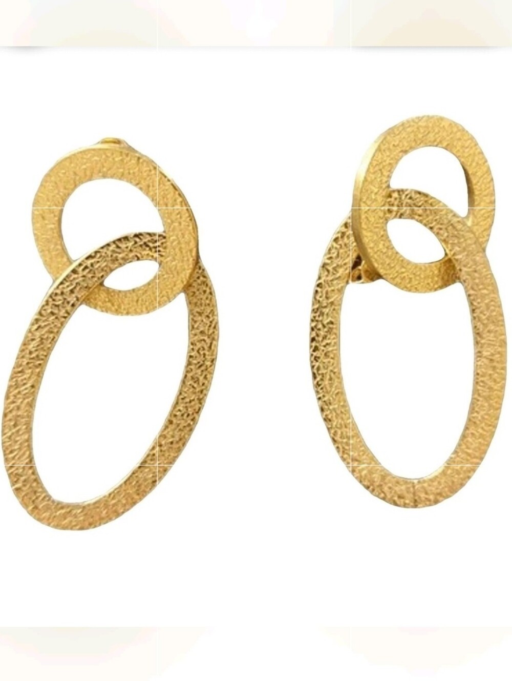 Dolce & Gabbana Textured Gold Interlocking Double Hoop Earrings